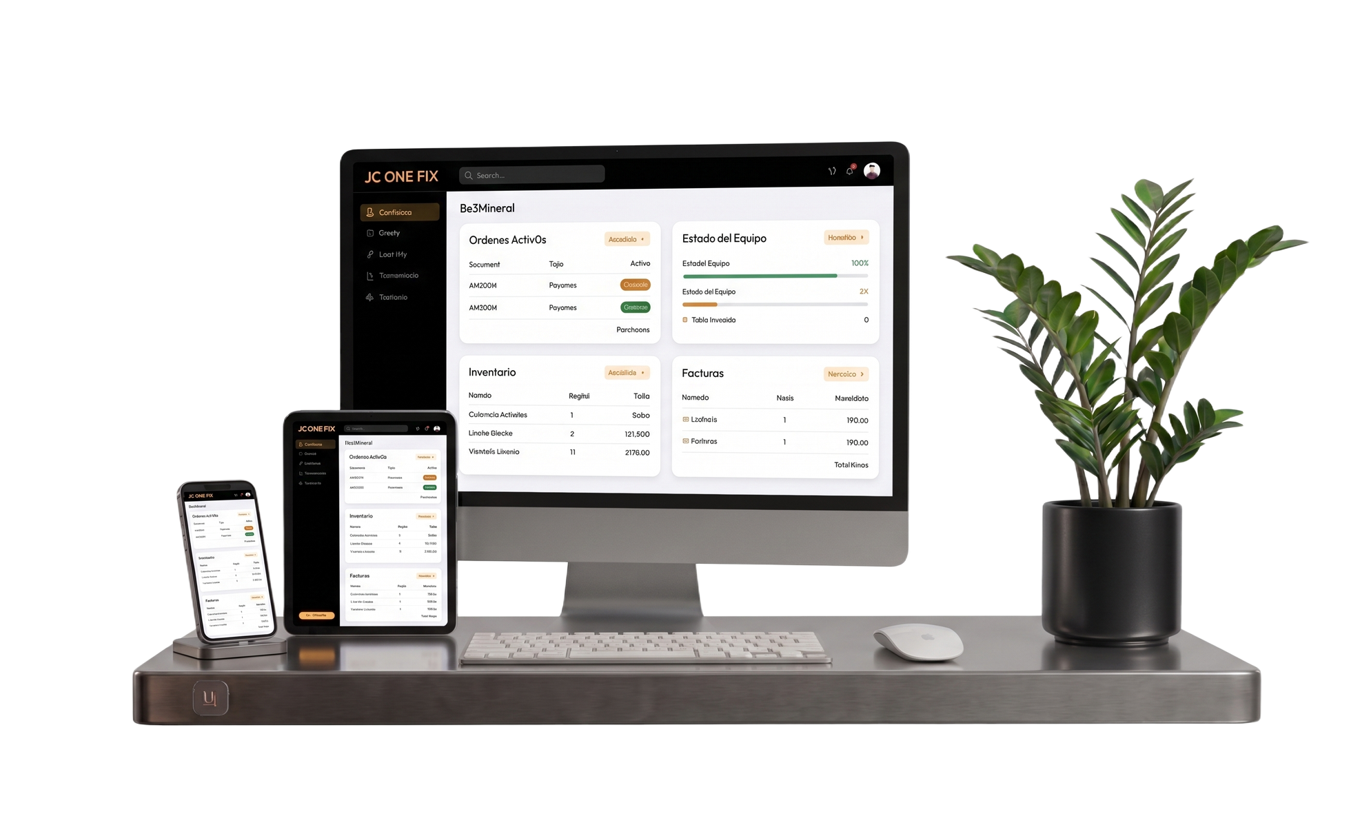 Interfaz de gestión de servicio técnico y tickets de reparación — JC ONE FIX